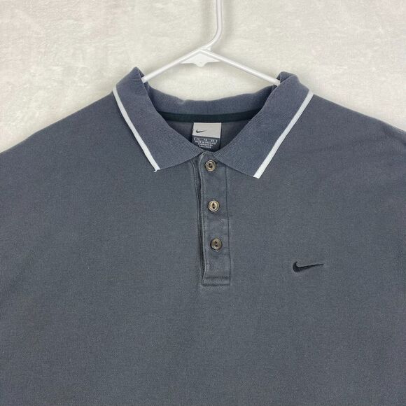 Nike Polo Shirt Mens Extra Large Gray Logo Short Sleeve Golf Casual - Picture 3 of 9